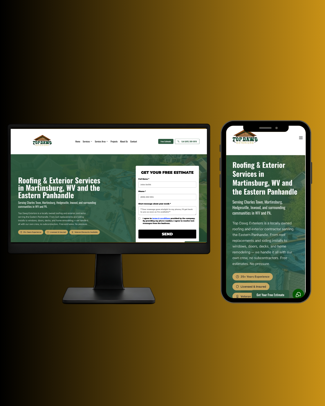 Top Dawg Exteriors website