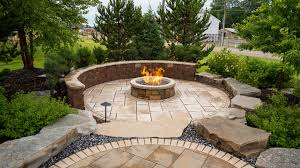 Finished hardscape patio and stone retaining wall